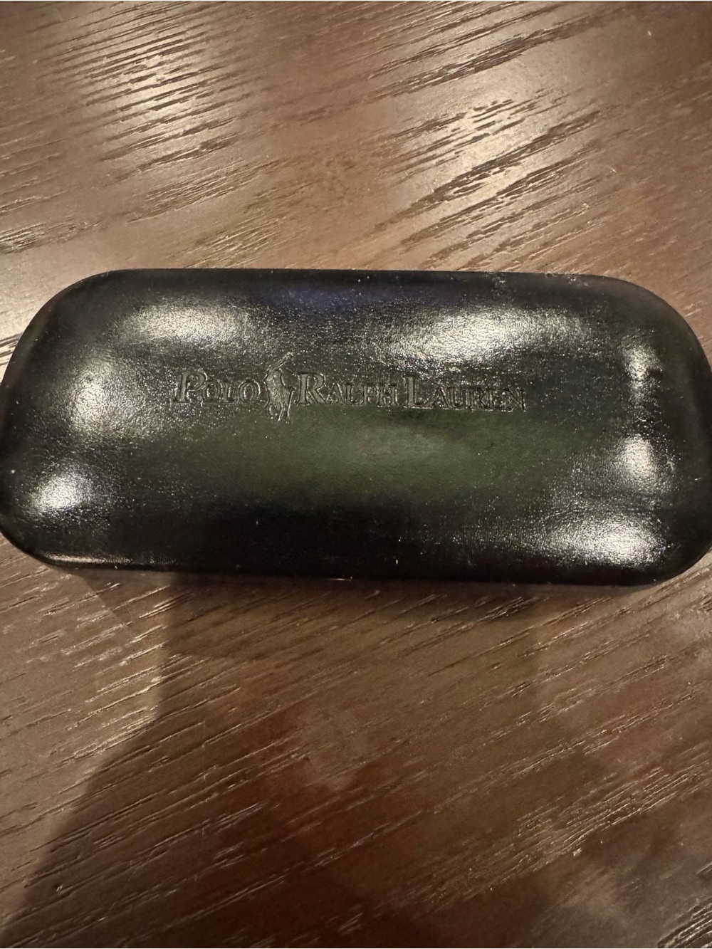 Ralph Lauren Black Leather Eyewear Case with Embossed Polo Logo